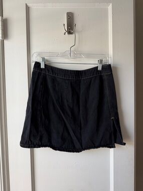 Lioness Black Mini Skirt with Yellow Contrast Stitching